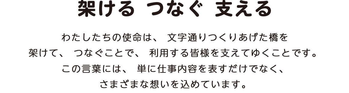 架ける つなぐ 支える